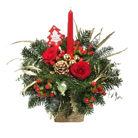 Red and Gold Christmas Table Centre